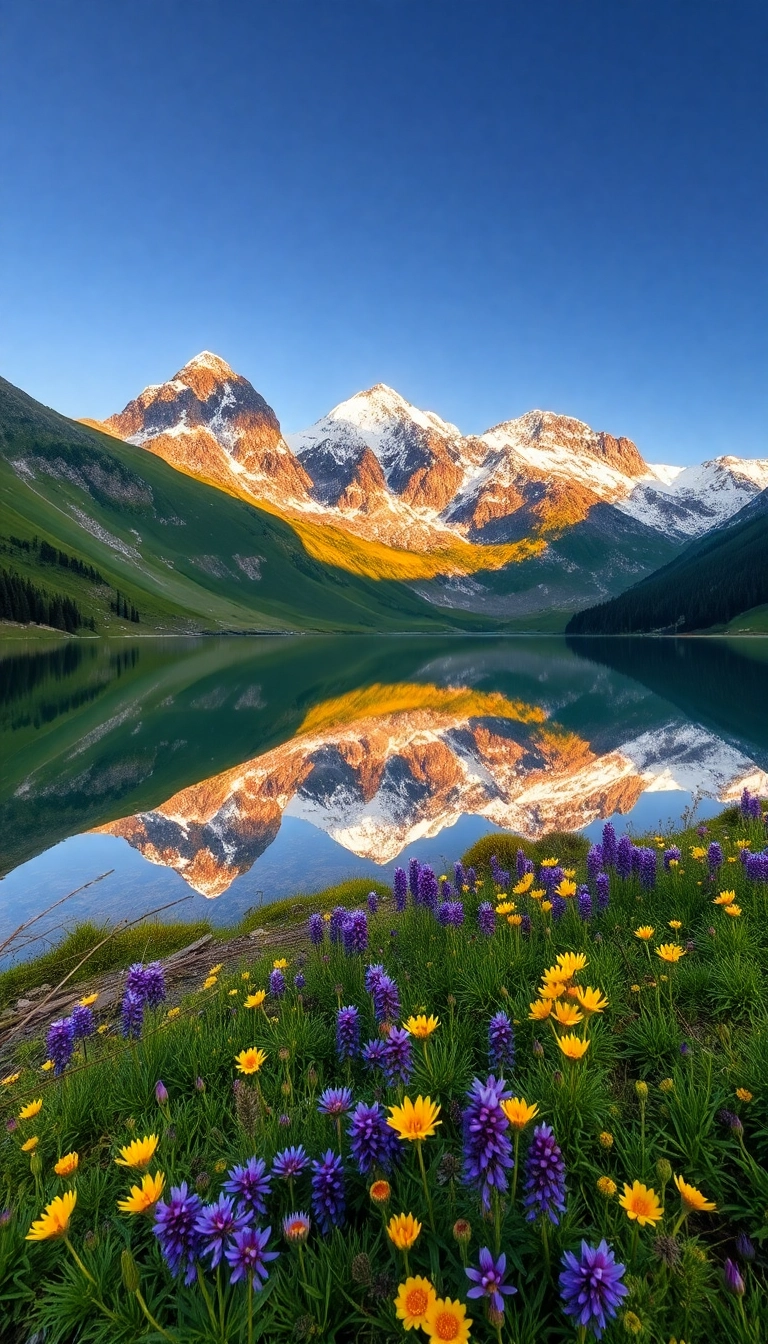 iPhone AI Spring Mountain Reflection Well-Lit Background